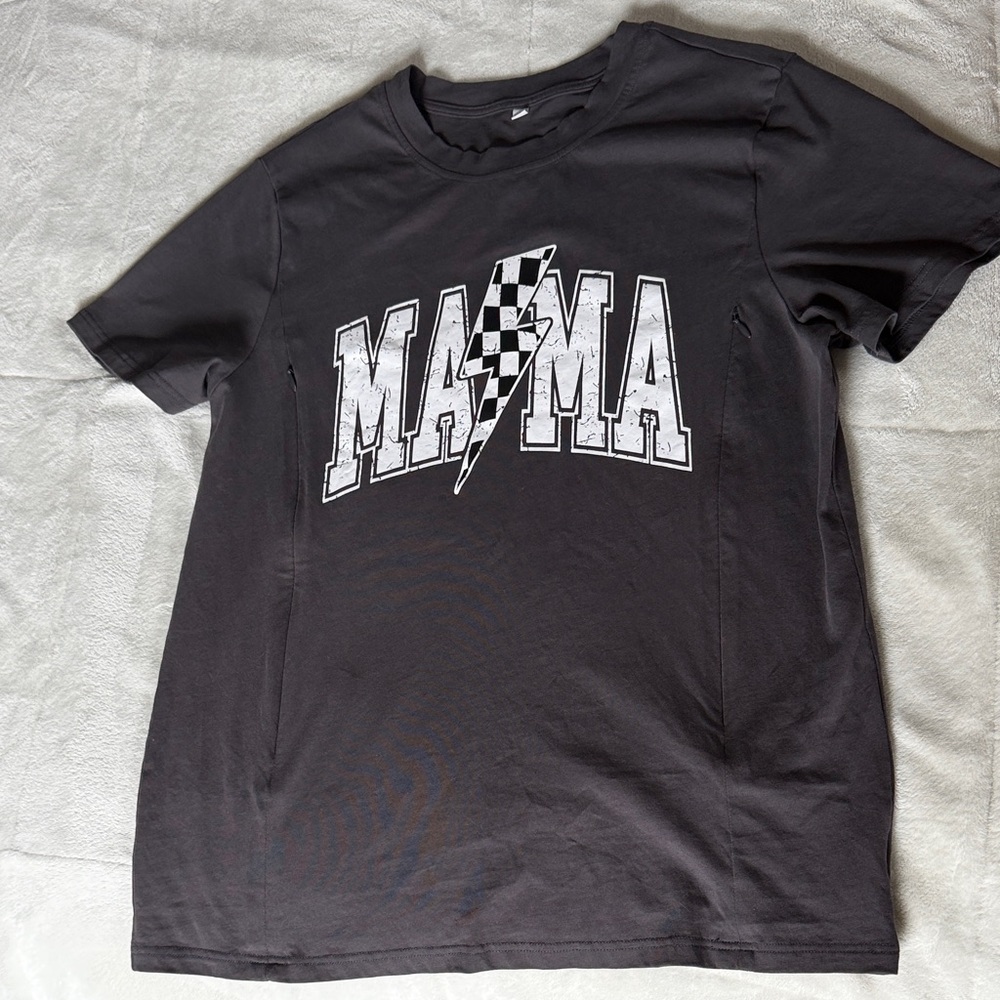 Nursing tee- Black Graphic 'MAMA' Lightning Tee